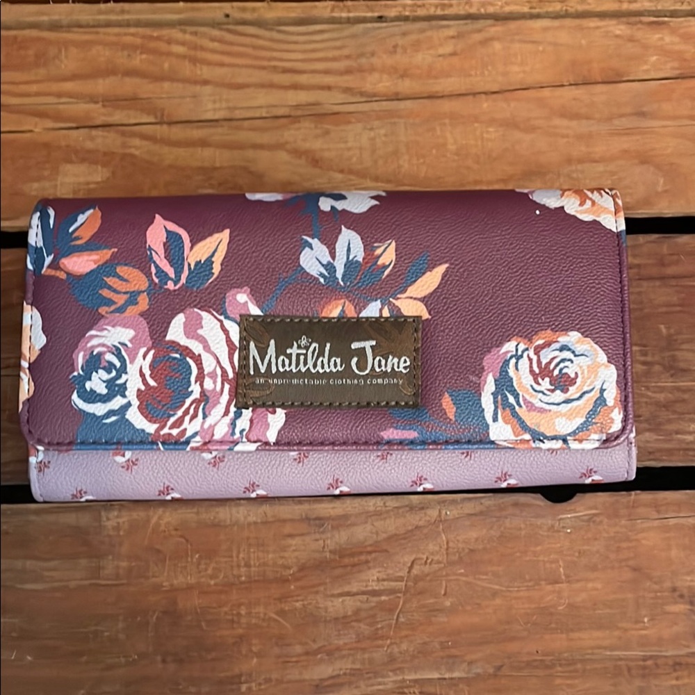 Matilda Jane Wallet ~ plum floral outside pocket